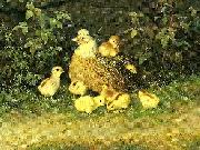 broderna von wrights hona med kycklingar China oil painting reproduction